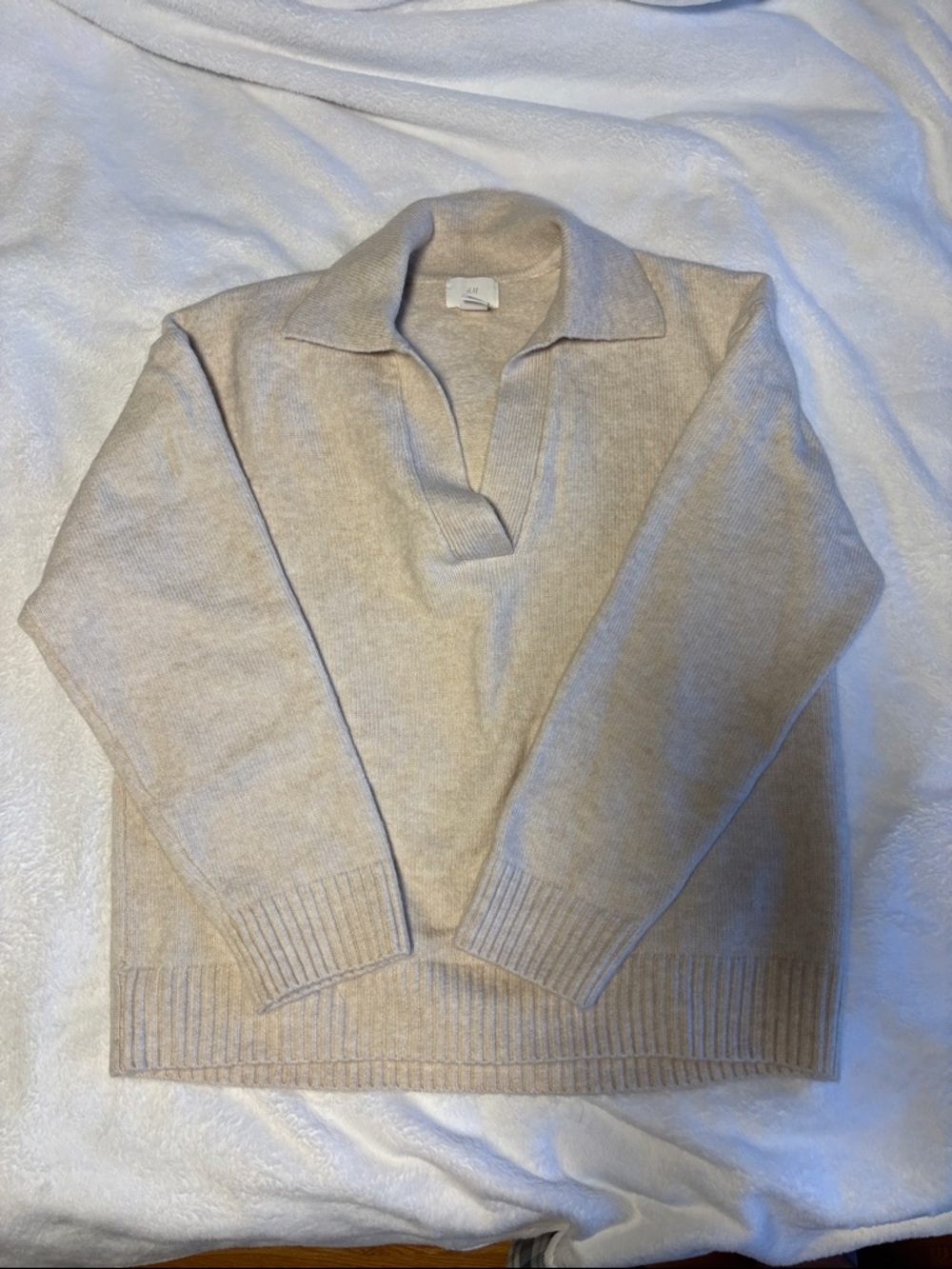 NWOT Women’s Beige Knit Polo Sweater